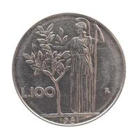 moneta lira italiana isolata su bianco