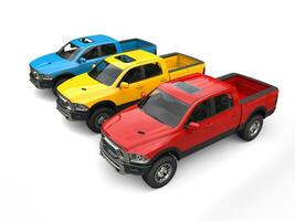 rosso, blu e giallo moderno Raccogliere camion - superiore giù Visualizza foto