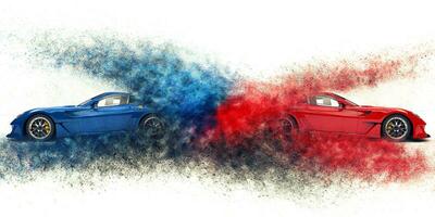 rosso e blu eccezionale gli sport macchine - particella esplosione foto