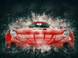 sorprendente rosso super auto - 3d pixel griglia illustrazione foto