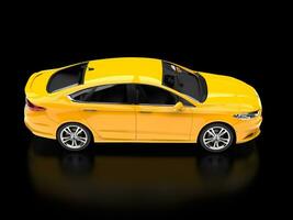 luminosa giallo guado mondeo 2015 - 2018 modello - lato Visualizza - 3d illustrazione - su nero riflessivo sfondo foto