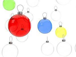 colorato Natale palle In piedi su tra chiaro bicchiere Natale palle foto