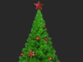 Natale albero superiore con rosso decorazioni foto
