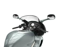 grigio moderno motociclo ciclista punto di Visualizza foto