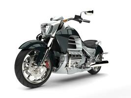 super argento moderno potente motociclo - davanti Visualizza avvicinamento tiro foto