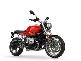 luminosa scarlatto rosso moderno motociclo - Basso angolo bellezza tiro foto