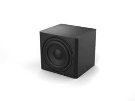 piccolo nero cubo sub woofer musica altoparlante - 3d illustrazione foto