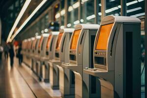 vicino UPS di treno biglietto macchine e digitale viene visualizzato foto