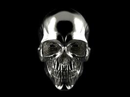cromo plated cranio - su nero sfondo - 3d illustrazione foto