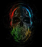 buio brillante cranio con luminosa colorato punti salienti foto