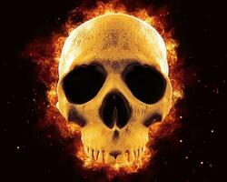 cranio su fuoco - superiore parte di il umano cranio su fuoco foto