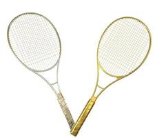 oro e argento tennis racchette su bianca sfondo. foto
