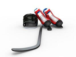 hockey attrezzatura - blu e rosso pattini con nero casco - davanti Visualizza foto