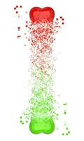 rosso e verde cuori pixel esplosione foto