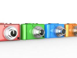 riga di colorato moderno digitale macchine fotografiche foto