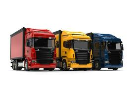 pesante trasporto camion - rosso, blu e giallo foto