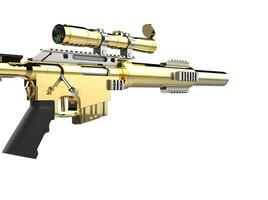 moderno d'oro cecchino fucile -avvicinamento tiro foto