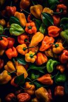 realistico foto di un' mazzo di habanero. superiore Visualizza verdure scenario. ai generato