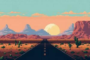 deserto strada pixel. creare ai foto