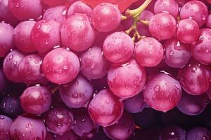 rosso uva con acqua gocce avvicinamento. ai generato foto