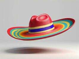 un' colorato cappello con un' rosso e blu gruppo musicale. ai generato foto