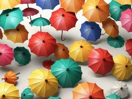 un' gruppo di colorato gli ombrelli. ai generato foto