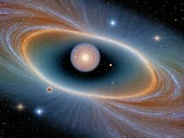 un' nero buco nel il centro di un' galassia. ai generato foto