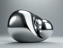 un' argento sfera con un' curvo superficie. ai generato foto