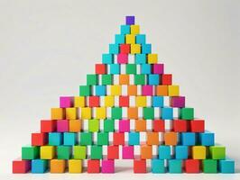 un' piramide fatto di colorato blocchi. ai generato foto