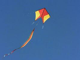 un' aquilone volante nel il cielo. ai generato foto