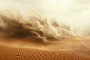 un' massiccio polvere tempesta inghiottire un' deserto paesaggio ai generato foto