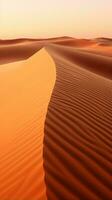 un' sbalorditivo deserto paesaggio a tramonto con maestoso sabbia dune ai generato foto