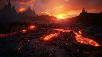 lava formazioni nel un' vulcanico paesaggio ai generato foto