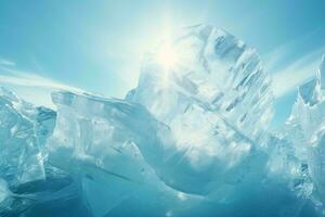 galleggiante ghiaccio cubi nel acqua ai generato foto