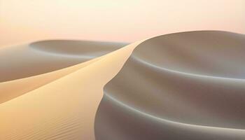 un' sereno deserto paesaggio con rotolamento sabbia dune nel il distanza ai generato foto