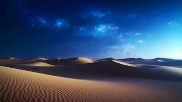 un' stellato notte cielo sopra un' deserto paesaggio ai generato foto