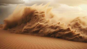un' massiccio sabbia duna cresta nel il deserto ai generato foto