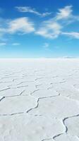 un' mozzafiato inverno paesaggio con infinito bianca ghiaccio e un' chiaro blu cielo ai generato foto