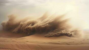 un' massiccio sabbia duna onda nel il deserto ai generato foto