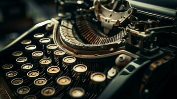 un antico macchina da scrivere su vicino ai generato foto