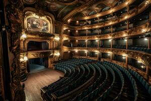 il interno di il sala nel il Teatro. neurale Rete ai generato foto