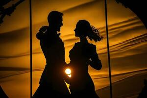 silhouette di danza coppia nel Halloween stile. neurale Rete ai generato foto