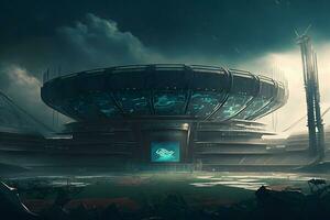 cyberpunk stadio di il futuro. neurale Rete ai generato foto