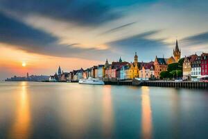 il città di Lincoln, Inghilterra, a tramonto. ai-generato foto