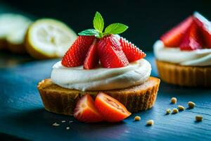 fragola torta di formaggio con frustato crema e fresco fragole. ai-generato foto