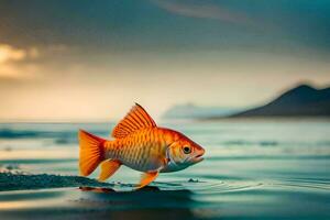 pesce rosso su il spiaggia. ai-generato foto