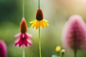 un' fiore è nel il mezzo di un' campo. ai-generato foto