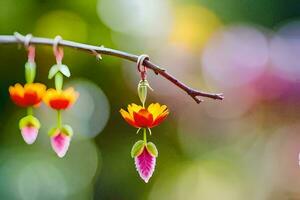 fiori su un' ramo. ai-generato foto