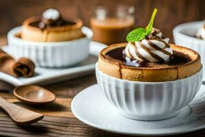 cioccolato mousse nel un' tazza. ai-generato foto