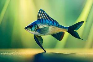 un' pesce con lungo pinne e un' blu corpo. ai-generato foto